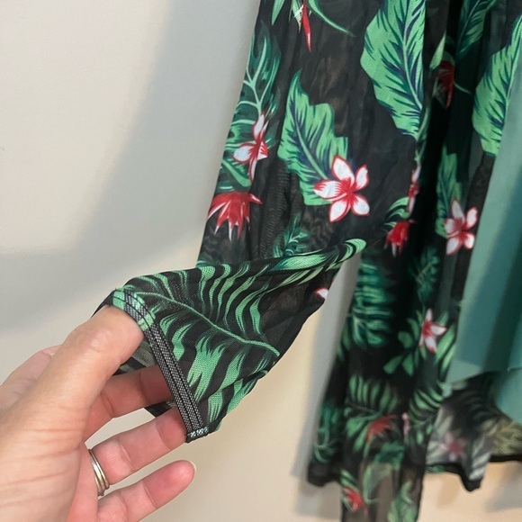 Tropical Mesh bathing suit Cover long sleeve open front Women’s 36” bust - Picture 8 of 10